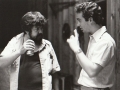 Don Johnson grabs a drink while discussing parts with Jeff Folkens.